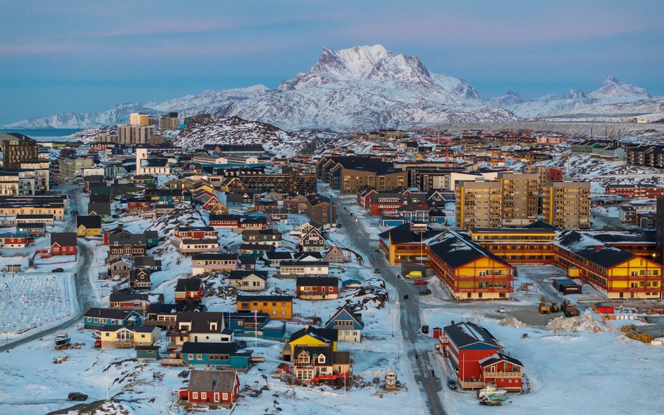 Nuuk na Grenlandii, widok z drona