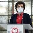 Marszałek Elżbieta Witek podczas konferencji po spotkaniu z opozycją w sprawie certyfikatów covidowy