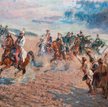 Niewielki fragment Panoramy Racławickiej. Na pierwszym planie: naczelnik insurekcji Tadeusz Kościusz