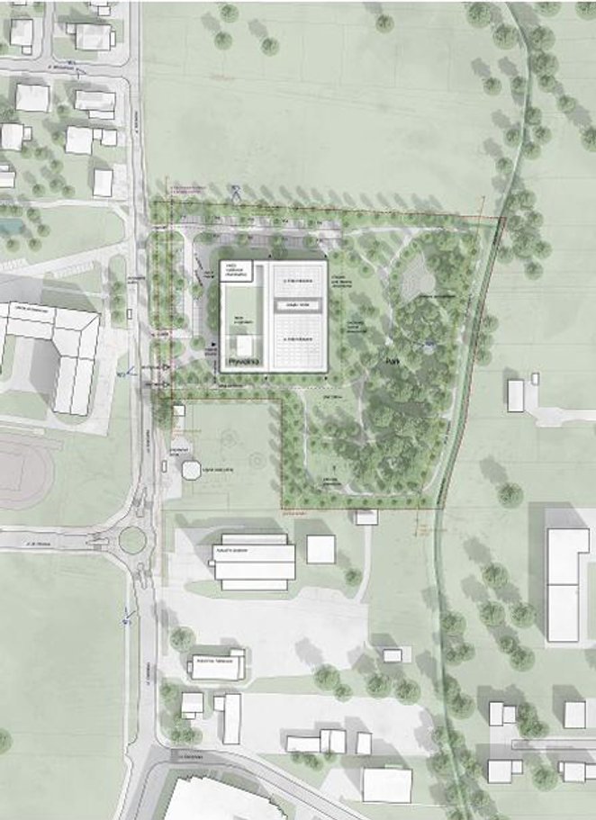 Widok przyszłej pływalni na planie