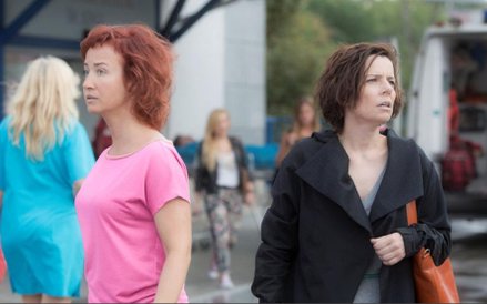 Gabriela Muskała z Agatą Kuleszą w filmie Moje córki krowy