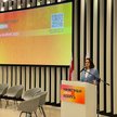 Liderka wolnej Białorusi Swiatłana Cichanouska przemawia na konferencji Nowa Białoruś w Warszawie