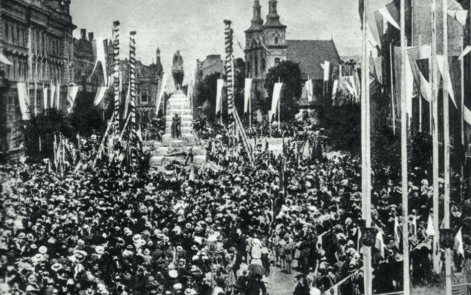 Odsłonięcie pomnika Grunwaldzkiego w Krakowie