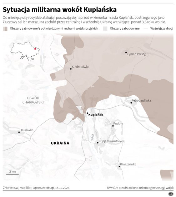 Sytuacja militarna wokół Kupiańska (stan na 14 października)