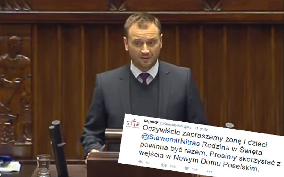 Nitras spędzi święta w Sejmie. Z rodziną