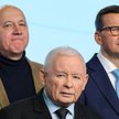 Prezes Prawa i Sprawiedliwości Jarosław Kaczyński, poseł PiS Mateusz Morawiecki i europoseł PiS Joac