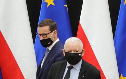Premier Mateusz Morawiecki oraz prezes PiS, wicepremier Jarosław Kaczyński