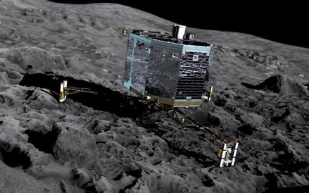 Robot Philae z polskimi częściami podczas pracy na komecie.