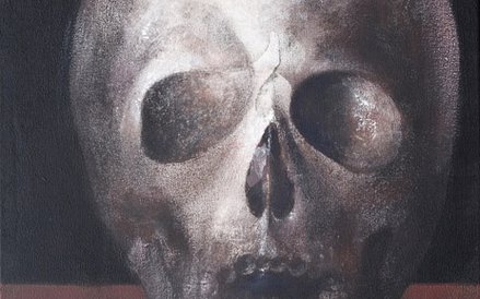 CZASZKA, 2016, 35×30 cm, tempera na płótnie