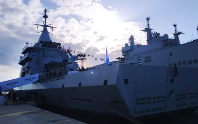Uroczystość wcielenia do służby pełnomorskiego patrolowca ARA Bouchard typu Gowind. Fot./Marynarka W