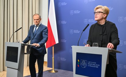 Donald Tusk w czasie konferencji z premier Litwy
