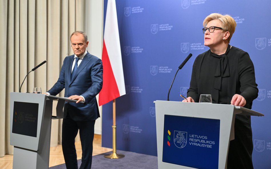 Donald Tusk w czasie konferencji z premier Litwy