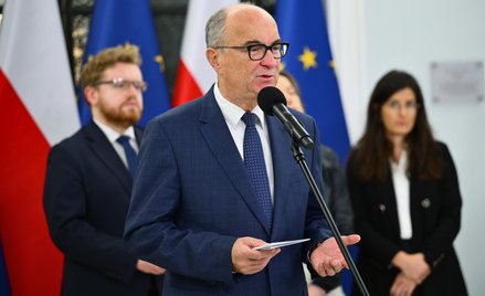 Marszałek Sejmu Włodzimierz Czarzasty podczas konferencji prasowej w Sejmie