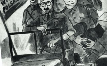Czołówka Filmowa Wojska Polskiego; na rysunku m.in. Ludwik Perski, bracia Adolf i Władysław Forberto