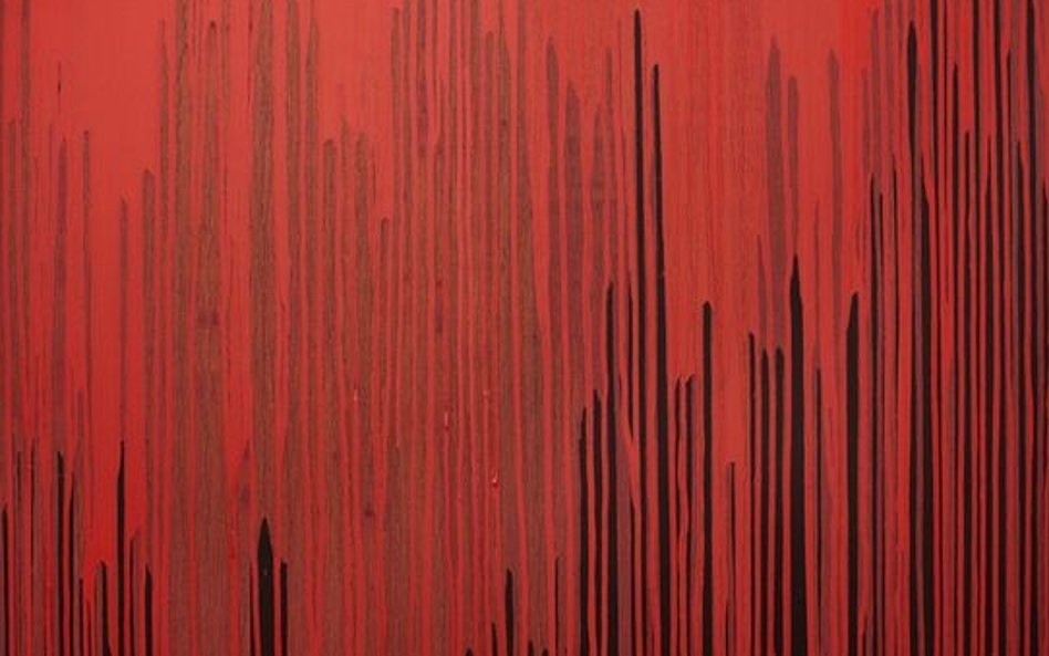 Joanna Borkowska, Częstotliwości Czerwone 2013, olej i złote pigmenty na płótnie, 100x140cm - fot. M