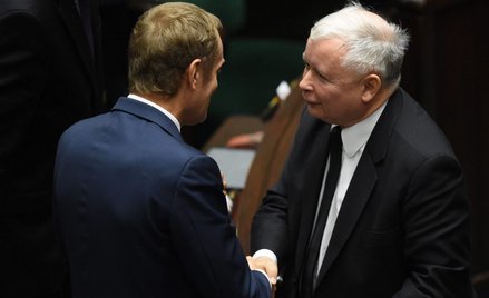 Donald Tusk i Jarosław Kaczyński w 2014 roku