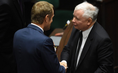 Donald Tusk i Jarosław Kaczyński w 2014 roku