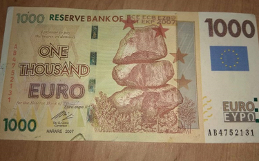 Podrobiony banknot o nominale 1000 euro