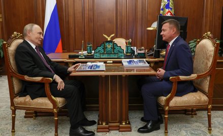 Minister transportu Rosji Roman Starowojt na spotkaniu z  Władimirem Putinem w Moskwie, Rosja, 30 st