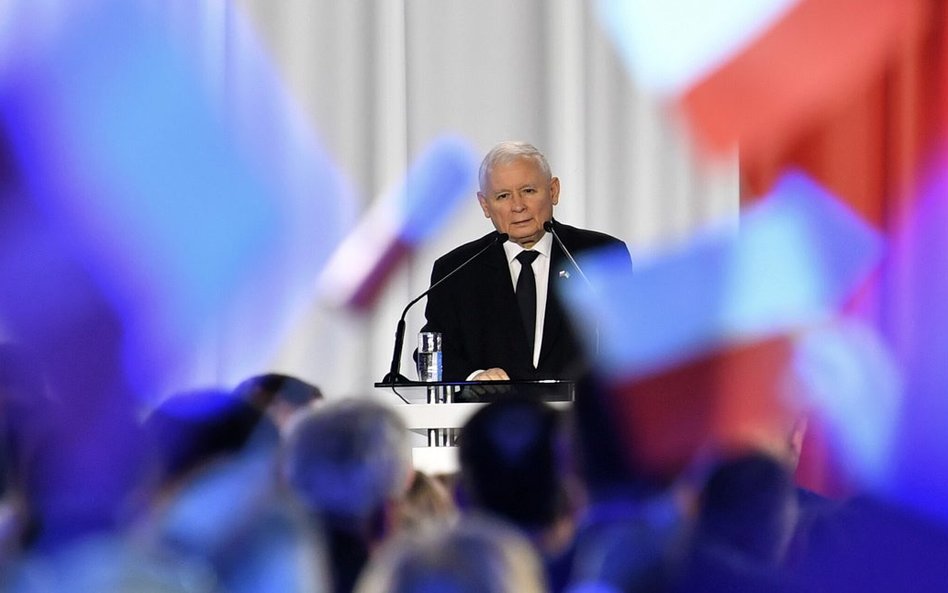 Jarosław Kaczyński na spotkaniu partii w Markach był jedynym mówcą