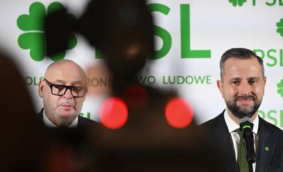 Prezes PSL Władysław Kosiniak-Kamysz (z prawek) i przewodniczący Rady Naczelnej PSL Piotr Zgorzelski