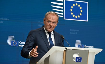 Premier Donald Tusk podczas konferencji prasowej po posiedzeniu Rady Europejskiej
