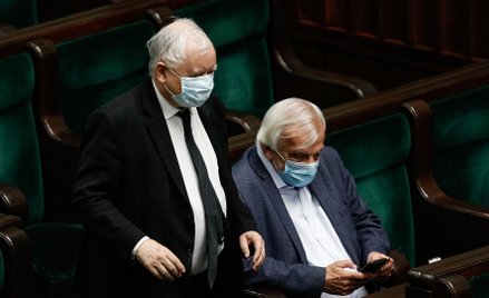 Prezes PiS Jarosław Kaczyński i szef klubu PiS w Sejmie Ryszard Terlecki