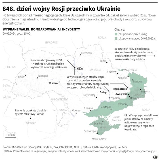 Tak wyglądała sytuacja na froncie w 848 dniu wojny