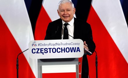 Prezes PiS Jarosław Kaczyński podczas spotkania z mieszkańcami Częstochowy, w ramach objazdu po kraj