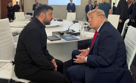 Trump i Zełenski podczas szczytu G7 w Évian-les-Bains we Francji, 16 czerwca 2026 r.