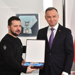 Prezydent Andrzej Duda i prezydent Wołodymyr Zełenski podczas spotkania w Pałacu Prezydenckim