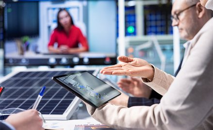 Zespół specjalistów omawiających zarządzanie energią OZE w ramach wirtualnej elektrowni