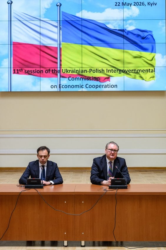 Minister finansów i gospodarki Andrzej Domański i wicepremier Ukrainy Taras Kaczka podczas sesji Ukr