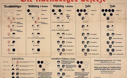 Diagramy skierowane do Niemców, aby propagować i wprowadzać ustawy norymberskie