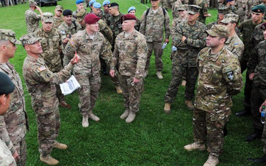Amerykańscy żołnierze w poniedziałek na poligonie w Jaworowie pod Lwowem