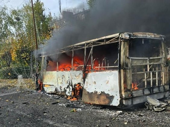 Kramatorsk, autobus zniszczony w rosyjskim ataku