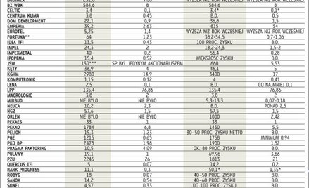 Spółki, które mogą wypłacić dywidendę w 2012 r. – na podstawie wypowiedzi władz firm i szacunków ana