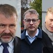Minister sprawiedliwości Waldemar Żurek, poseł PiS Marcin Romanowski (C) oraz jego pełnomocnik mec. 
