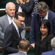 Premier Mateusz Morawiecki  i wiceminister rodziny i polityki społecznej Anita Czerwińska na sejmowe