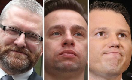 Grzegorz Braun (Konfederacja Korony Polskiej), Krzysztof Bosak (Ruch Narodowy) i Sławomir Mentzen (N