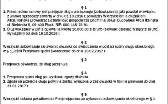 Umowa o przejęcie długu