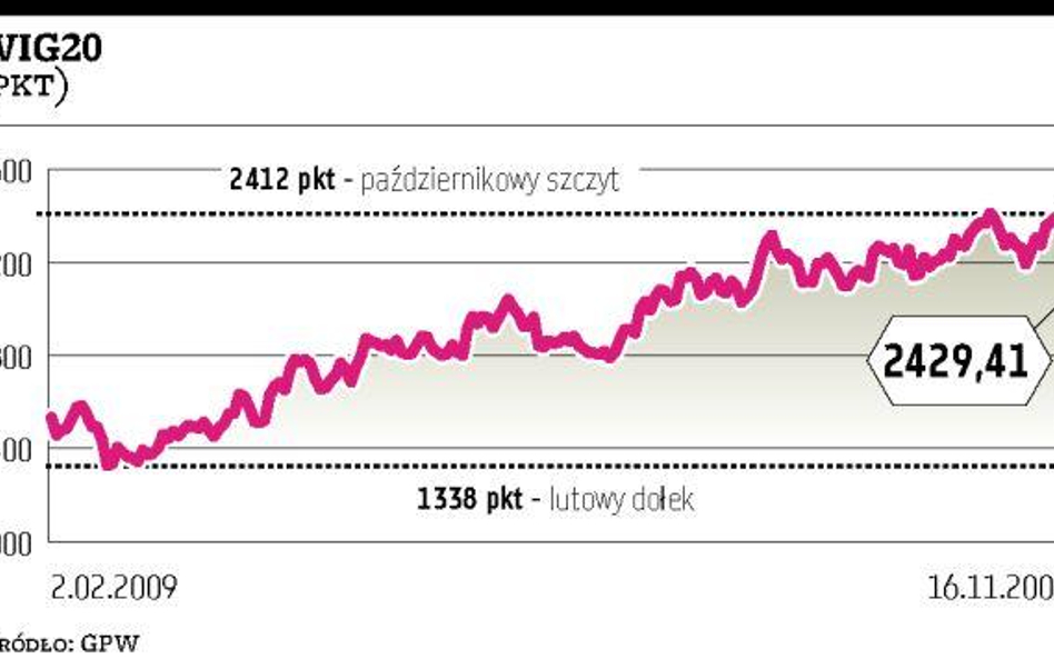 Indeks WIG20 wspiął się na szczyt