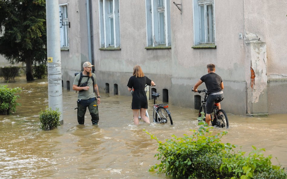 Dynamiczna sytuacja powodziowa. Sytuacja po powodzi w Lewinie Brzeskim w woj. opolskim, 19 września 