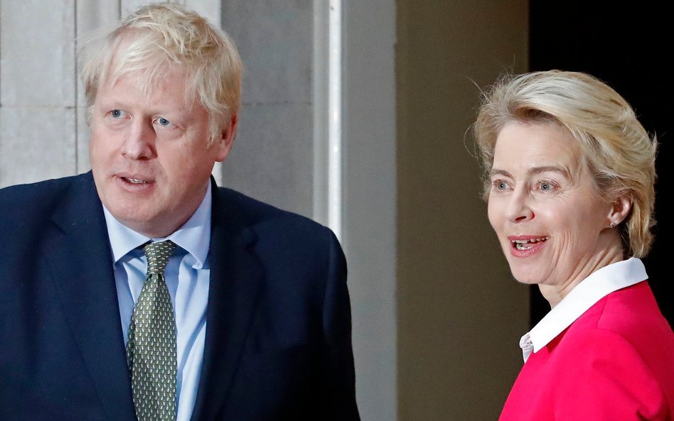 Premier W. Brytanii Boris Johnson i przewodnicząca Komisji Europejskiej Ursula von der Leyen