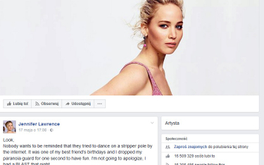 Jennifer Lawrence nie przeprosi za taniec na rurze