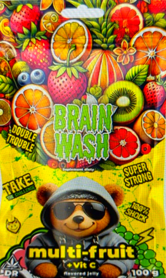 Tak wygląda opakowanie żelków konopnych BRAIN WASH, których partię zakwestionował GIS