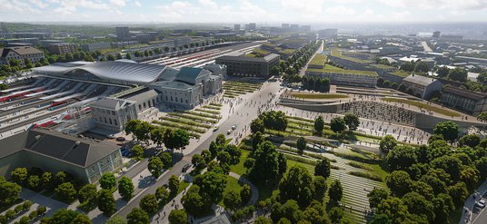 Projekt biura Zahy Hadid przewiduje budowę nie tylko dworca, ale i parku wokół całego kompleksu.