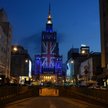Pałac Kultury w barwach brytyjskiej flagi