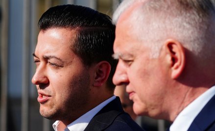 Wicerzecznik Porozumienia Jan Strzeżek i prezes partii Jarosław Gowin