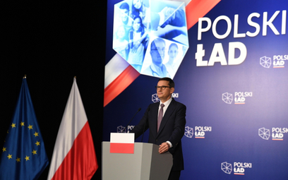 Premier Mateusz Morawiecki podczas spotkania z mieszkańcami w ramach programu Polski Ład